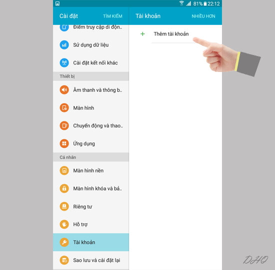 Chọn thêm tài khoản
